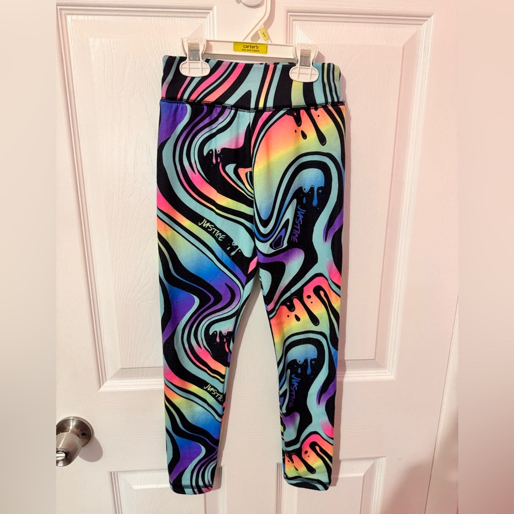 Justice Kids' Rainbow Swirl Leggings size S (7/8)